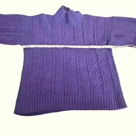 St. John Sportswear Womens Purple Wool Chunky Knit Turtleneck Sweater S - Picture 8 of 11